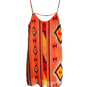 ING Women's Dress Small S Orange Sleeveless Straps  Sun Misses Size 4 6